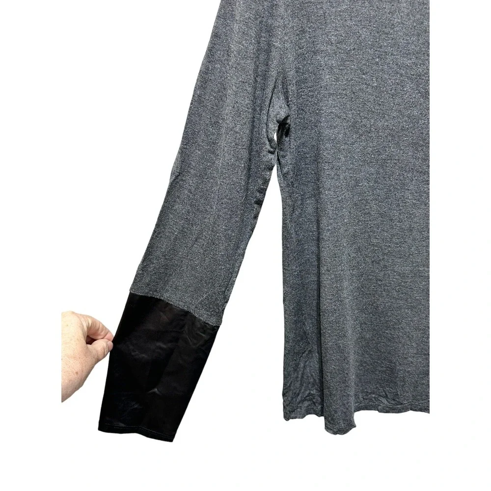 Laundry by Shelli Segal Top Womens L Faux Leather Minimalist Edgy Work Office